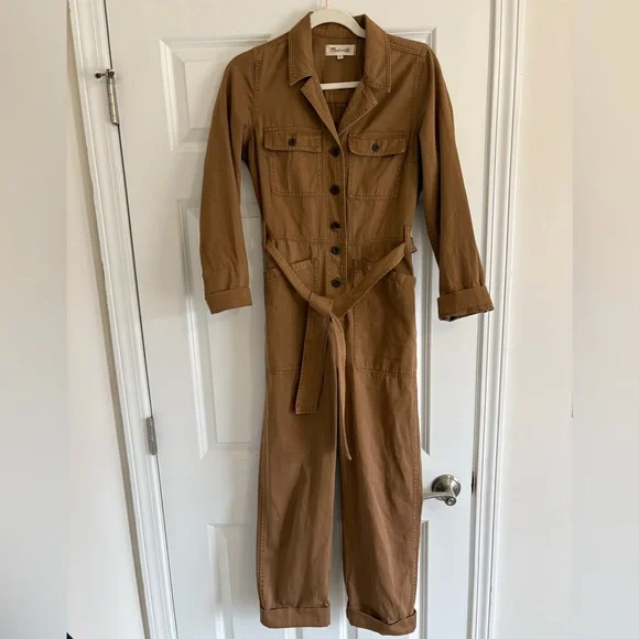 Madewell Long Sleeve Tie Waist Fatigue Jumpsuit XXS - Picture 2 of 6